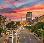 A road in central Yangon