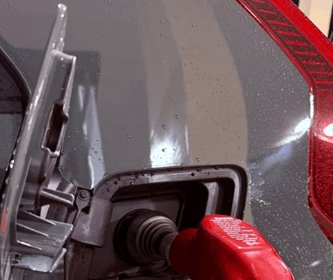A vehicle receiving fuel